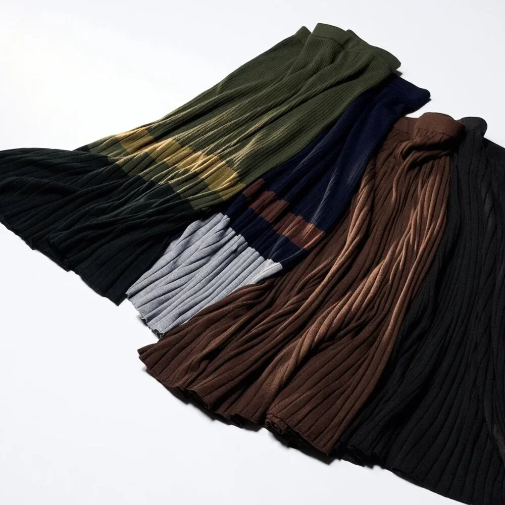 NWT Uniqlo : C Merino Blend Ribbed Skirt | Color Block, Green, XS - Picture 6 of 7